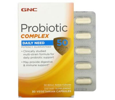 GNC, Probiotic Complex, Daily Need, 50 Billion CFUs, 30 Vegetarian Capsules