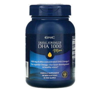 GNC, Triple Strength DHA 1000 Mini, 500 mg, 90 Mini Softgels