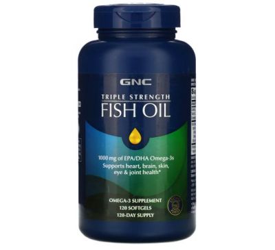 GNC, Triple Strength Fish Oil, 1,000 mg, 120 Softgels