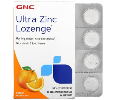 GNC, Ultra Zinc Lozenge, Orange, 48 Vegetarian Lozenges