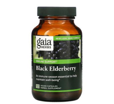 Gaia Herbs, Black Elderberry with Acerola, 120 Vegan Capsules