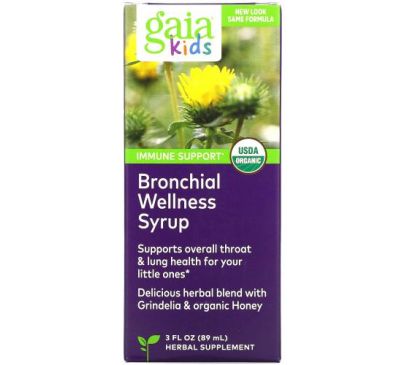 Gaia Herbs, Bronchial Wellness Syrup for Kids, 3 fl oz (89 ml)
