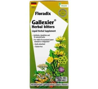 Gaia Herbs, Floradix, Gallexier, травяная добавка в виде жидкого экстракта, 250 мл (8,5 жидк. унции)