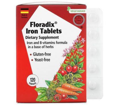 Gaia Herbs, Floradix, Iron Tablets, 120 Tablets
