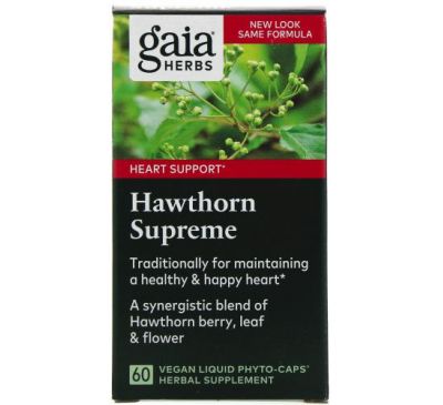 Gaia Herbs, Hawthorn Supreme, 60 Vegan Liquid Phyto-Caps