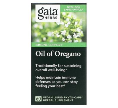 Gaia Herbs, Масло орегано, 60 веганских капсул с жидкостью Phyto-Caps