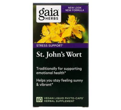 Gaia Herbs, St. John's Wort, 60 Vegan Liquid Phyto-Caps