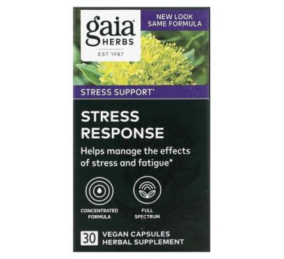Gaia Herbs, Stress Response, 30 веганских жидких фито-капсул