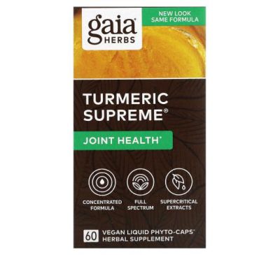 Gaia Herbs, Turmeric Supreme, Joint, 60 Vegan Liquid Phyto-Caps