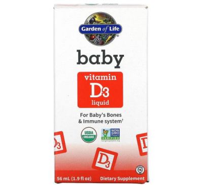 Garden of Life, Baby Vitamin D3 Liquid,  1.9 fl oz ( 56 ml)