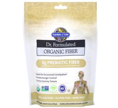 Garden of Life, Dr. Formulated, Organic Fiber, Clear, Unflavored, 6.8 oz (192 g)