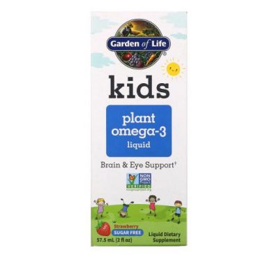 Garden of Life, Kids Plant Omega-3 Liquid, Strawberry , 2 fl oz (57.5 ml)