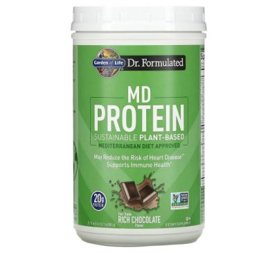 Garden of Life, MD Protein, Sustainable Plant-Based, Rich Chocolate, 31.11 oz (882 g)