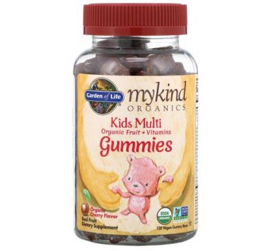 Garden of Life, MyKind Organics, мультивітаміни для дітей зі смаком органічної вишні, 120 веганських мармеладних ведмедиків