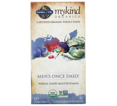 Garden of Life, MyKind Organics, щоденні вітаміни для чоловіків, 60 веганських таблеток