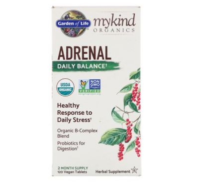 Garden of Life, MyKind Organics, Adrenal, Daily Balance, 120 Vegan Tablets