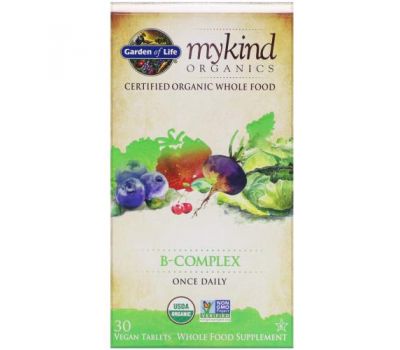 Garden of Life, MyKind Organics, B-Complex, 30 Vegan Tablets