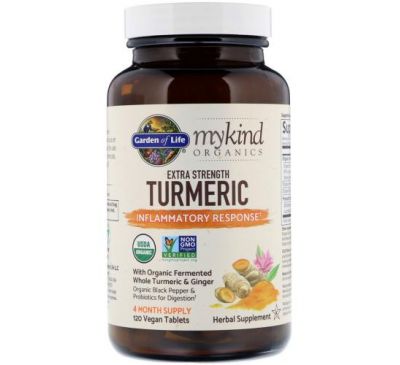 Garden of Life, MyKind Organics, Extra Strength Turmeric, Inflammatory Response, 120 Vegan Tablets