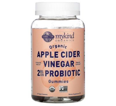 Garden of Life, MyKind Organics, Organic Apple Cider Vinegar Probiotic Gummies, 2 Bil CFU, 60 Vegan Gummies