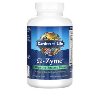 Garden of Life, Omega-Zyme, смесь пищеварительных ферментов, 180 вегетарианских капсул