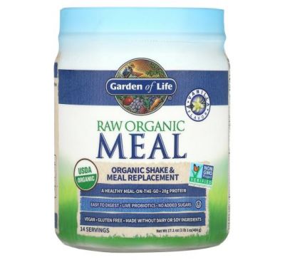 Garden of Life, RAW Organic Meal, Shake & Meal Replacement, Vanilla, 1 lb 1 oz (484 g)