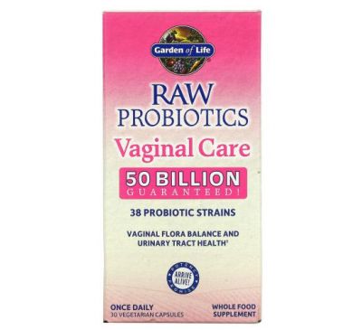 Garden of Life, RAW Probiotics, для восстановления микрофлоры влагалища, 50 млрд, 30 вегетарианских капсул