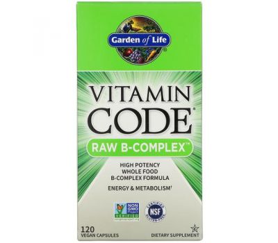 Garden of Life, Vitamin Code, Raw B-Complex, 120 веганських капсул