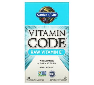 Garden of Life, Vitamin Code, RAW Vitamin E, 60 Vegetarian Capsules