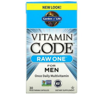Garden of Life, Vitamin Code, Raw One для мужчин, мультивитамины для приема один раз в день, 30 вегетарианских капсул