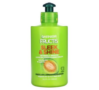 Garnier, Fructis, Sleek & Shine, Intensely Smooth Leave-In Conditioning Cream, Frizzy, Dry, Unmanageable Hair, 10.2 fl oz (300 ml)