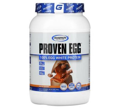 Gaspari Nutrition, Proven Egg, 100% Egg White Protein, Salted Carmel, 2 lb (900 g)