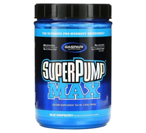 Gaspari Nutrition, SuperPump Max, Blue Raspberry , 1.41 lbs (640 g)