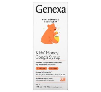 Genexa, Kid's Honey, сироп от кашля, для детей от 1 года, органический мед, 118 мл (4 жидк. Унции)