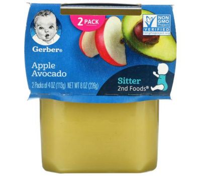Gerber, Apple Avocado, 2nd Foods, 2 Pack, 4 oz (113 g) Each