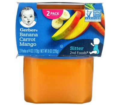 Gerber, Banana Carrot Mango, Sitter, 2 Pack, 4 oz (113 g) Each