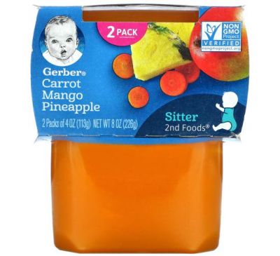 Gerber, Carrot Mango Pineapple, Sitter, 2 Pack, 4 oz (113 g) Each