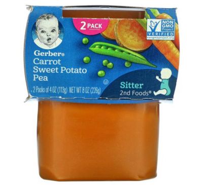 Gerber, Carrot Sweet Potato Pea, Sitter, 2 Pack, 4 oz (113 g) Each