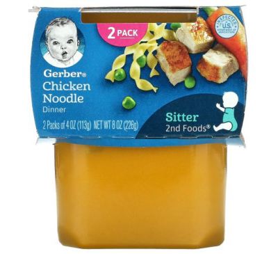 Gerber, Chicken Noodle Dinner, Sitter, 2 Packs, 4 oz (113 g) Each