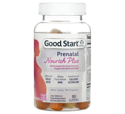 Gerber, Good Start, Prenatal Nourish Plus Multivitamin, Lemon, Elderberry & Orange Naturally Flavored, 90 Gummies