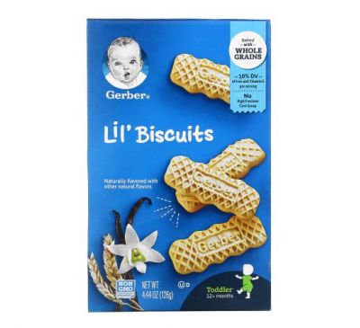 Gerber, Lil' Biscuits, печиво для дітей від 12 місяців, 126 г (4,44 унції)