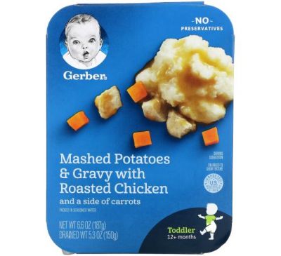 Gerber, Mashed Potatoes & Gravy with Roasted Chicken And Carrots, Toddler, 12+ Months, 6.6 oz (187 g)