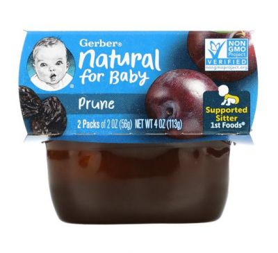 Gerber, Natural for Baby, 1st Foods, Prune, 8 Pack, 2 oz (56 g) Each