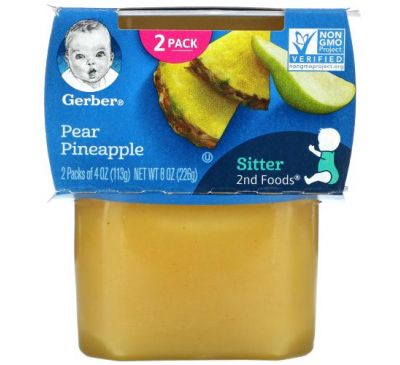 Gerber, Pear Pineapple, Sitter, 2 Pack, 4 oz (113 g) Each