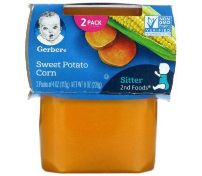 Gerber, Sweet Potato Corn, Sitter, 2 Pack, 4 oz (113 g) Each
