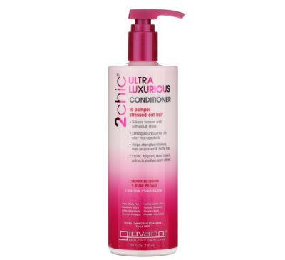 Giovanni, 2chic, Ultra-Luxurious Conditioner, To Pamper Stressed-Out Hair, Cherry Blossom + Rose Petals, 24 fl oz (710 ml)