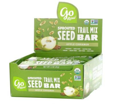 Go Raw, Sprouted Seed Trail Mix Bar, Apple Cinnamon, 12 Bars, 1.2 oz(34 g) Each