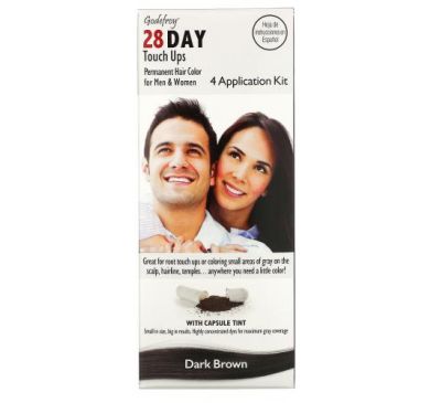 Godefroy, 28 Day Touch Ups, Dark Brown, 4 Application Kit