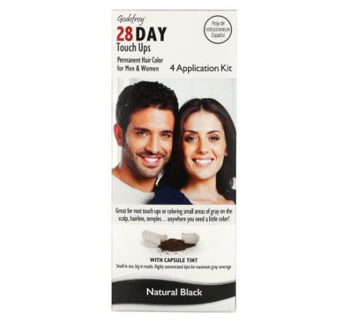 Godefroy, 28 Day Touch Ups, Natural Black, 4 Application Kit