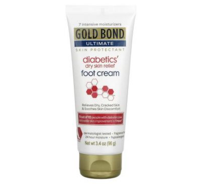 Gold Bond, Ultimate, Diabetics' Dry Skin Relief Foot Cream, Fragrance Free, 3.4 oz (96 g)