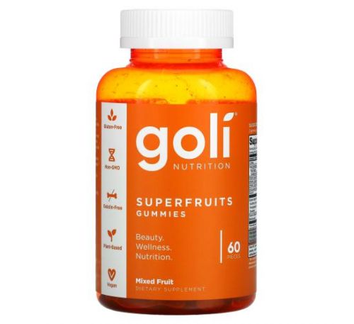 Goli Nutrition, Superfruit Gummies, Mixed Fruit, 60 Pieces
